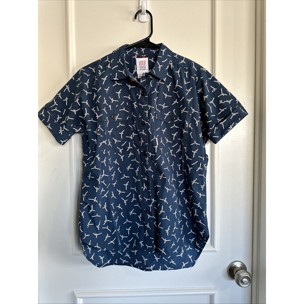Topo Designs NWOT Oversized XS Womens Knot Blue Shirt Button Up